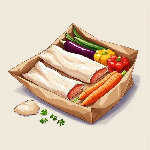맛있는 생선 채소 파피요트