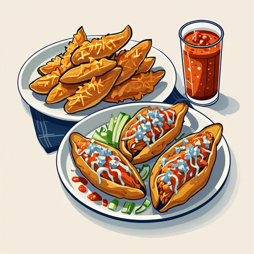 Kartoffelschalen mit Buffalo Chicken