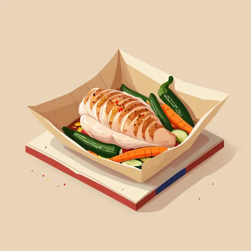 맛있는 닭고기와 채소 파피요트