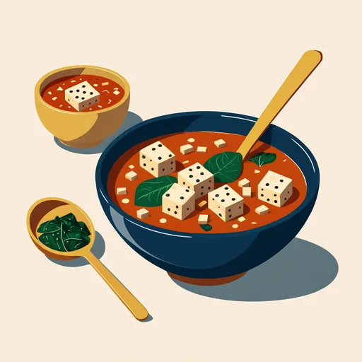 Tofu-Tomaten-Spinat-Suppe