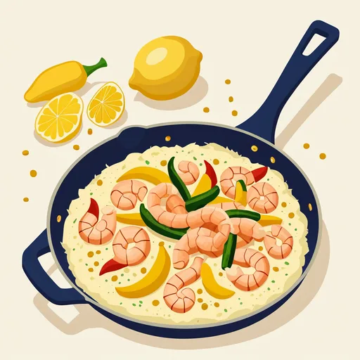 Gelbe Kartoffel-Paprika-Garnelen-Pfanne