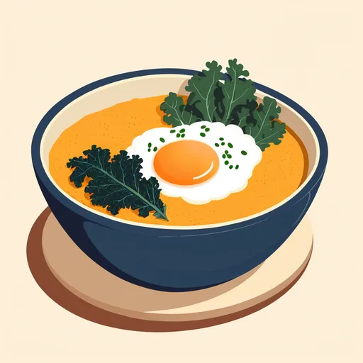 Huevos sobre kale y sémola de maíz con camote