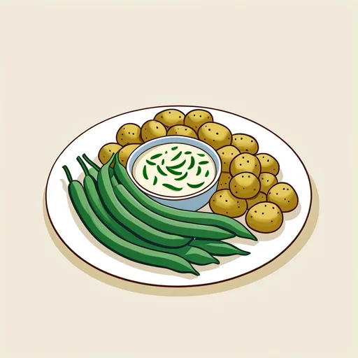 الفاصوليا الخضراء مع البطاطس الصغيرة