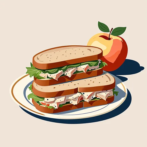 Kipsalade met Perzik Sandwich