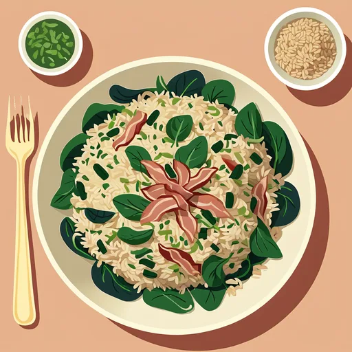 Ensalada de arroz y espinacas